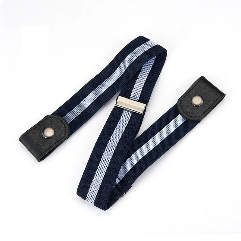 Traceless Invisible Elastic Belt Women's Belt Jeans Pants Men's Elastic Belt - Blue