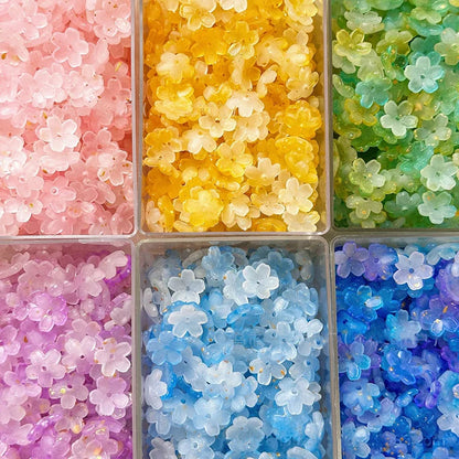 100Pcs/lot 10mm Colorful Flower Acrylic Spacer Beads For Jewelry Making DIY Bracelet Necklace Accessories