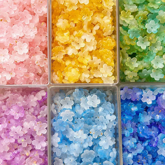 100Pcs/lot 10mm Colorful Flower Acrylic Spacer Beads For Jewelry Making DIY Bracelet Necklace Accessories
