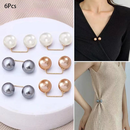 3/6/8Pcs Clothing Accessories Pearl Brooch Detachable Double Head Pin Waist Clip Jewelry Accessory Multifunctional Pants Pin