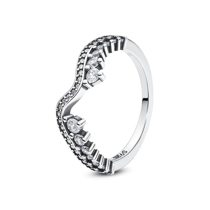 Original 925 Sterling Silver Ring Love Heart Pave CZ Crystal Stackable Rings For Women Wedding Engagement Birthday Gift Jewel