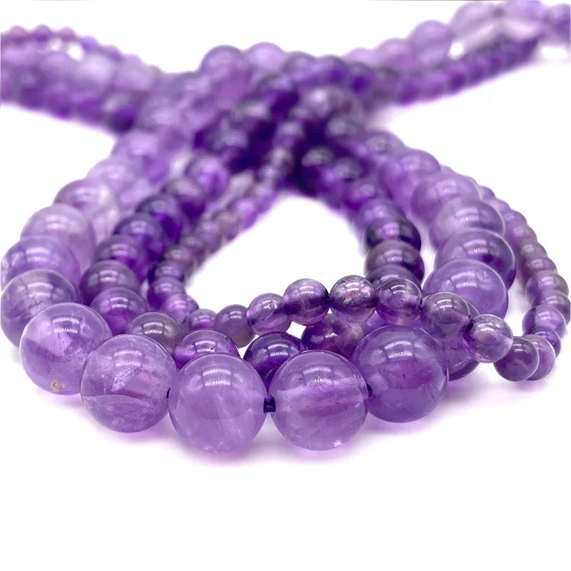 4 6 8 10mm Natural Stone Beads Amethyst Amazonite Agates Jades Loose Round Beads for Jewelry Making Bracelet Necklace DIY