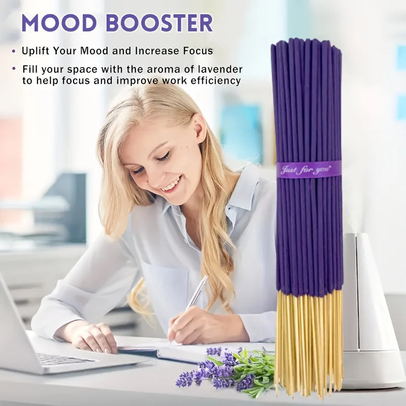 Available in 57/129/299 Pieces, Lavender Premium Incense Sticks, 8.66 Inches - 30~40 Minutes Burning Time, Light Fragrance, S