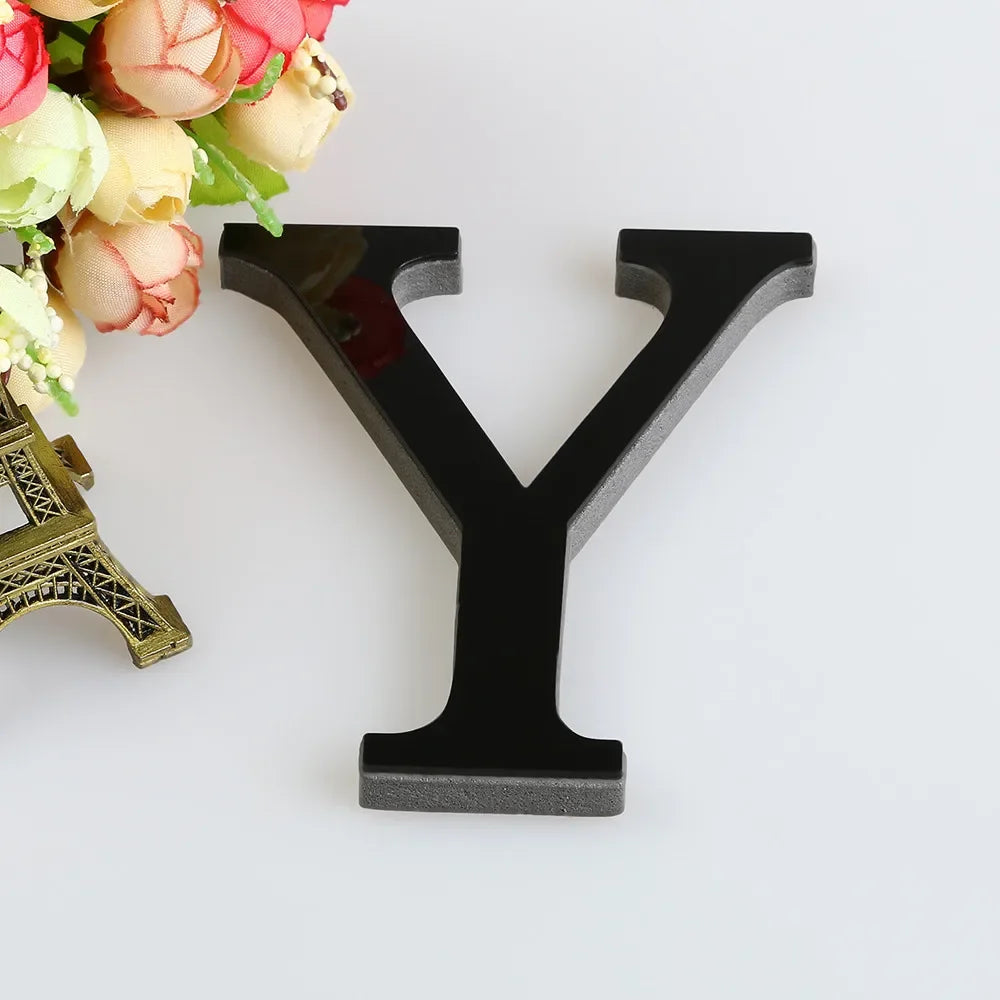 26 Letters DIY 3D Mirror Acrylic Wall Sticker Ornaments Black English Alphabet Decals Home Decor Wall Art Mural Party Decorat