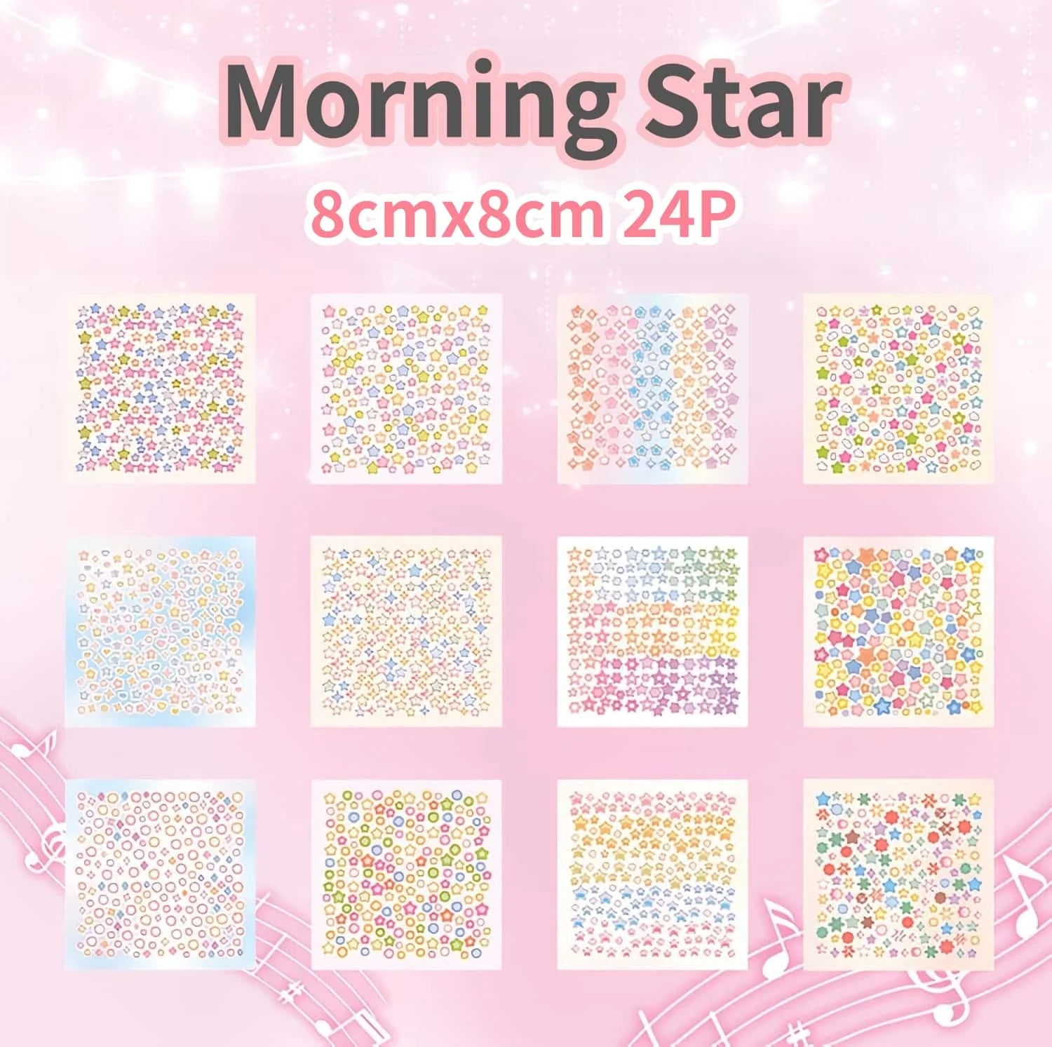 Starstorm 24 Sheet Holographic & Matte Mini Sticker Book 8x8cm Aesthetic Journaling Supplies Planner Scrapbooking Deco Sticke