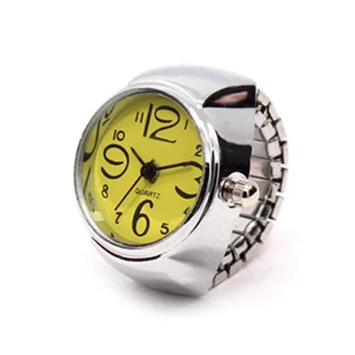Vintage Punk Finger Watch Mini Elastic Strap Alloy Watches Couple Rings Jewelry Clock Retro Roman Quartz Watch Rings Women Me