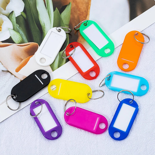 10pcs 50pcs Colourful Plastic Key Tags Writable With Jump Ring For Categorization For DIY Key Rings Number Name Luggage Tag