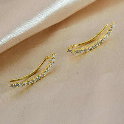 Trend Personality Geometry Studs Climb Ear Crawler Earrings Exquisite Women's Ear Accessories with Dazzling CZ Fashion Jewelr