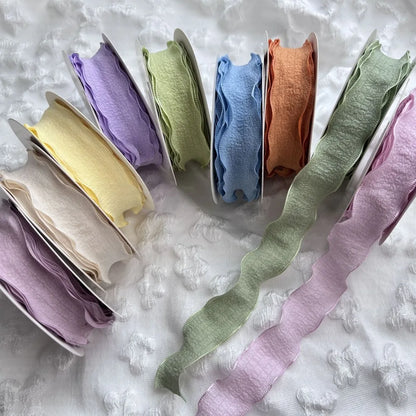 New 10 Yards Fishtail Yarn Ribbons Gift Wrapping Bouquets Wave Edge Pleated Gifts Packaging Material 2.5cm DIY Decor