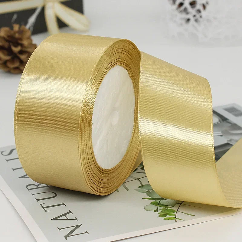 25yards/Roll 40mm Satin Ribbons Crafts Bow DIY Gift Wrap Wine Red Orange Yellow Green Blue Purple Black Gray Gold White Ribbo