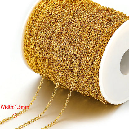2 Meters No Fade Stainless Steel 1/1.5/2mm Width Cross Chains Link Chains for Necklaces Bracelets Findings DIY Jewelry Materi