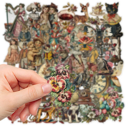 50PCS Victorian Vintage PET Transparent Stickers for Laptop Bicycle Guitar Skateboard Kids DIY Graffiti Waterproof Decals