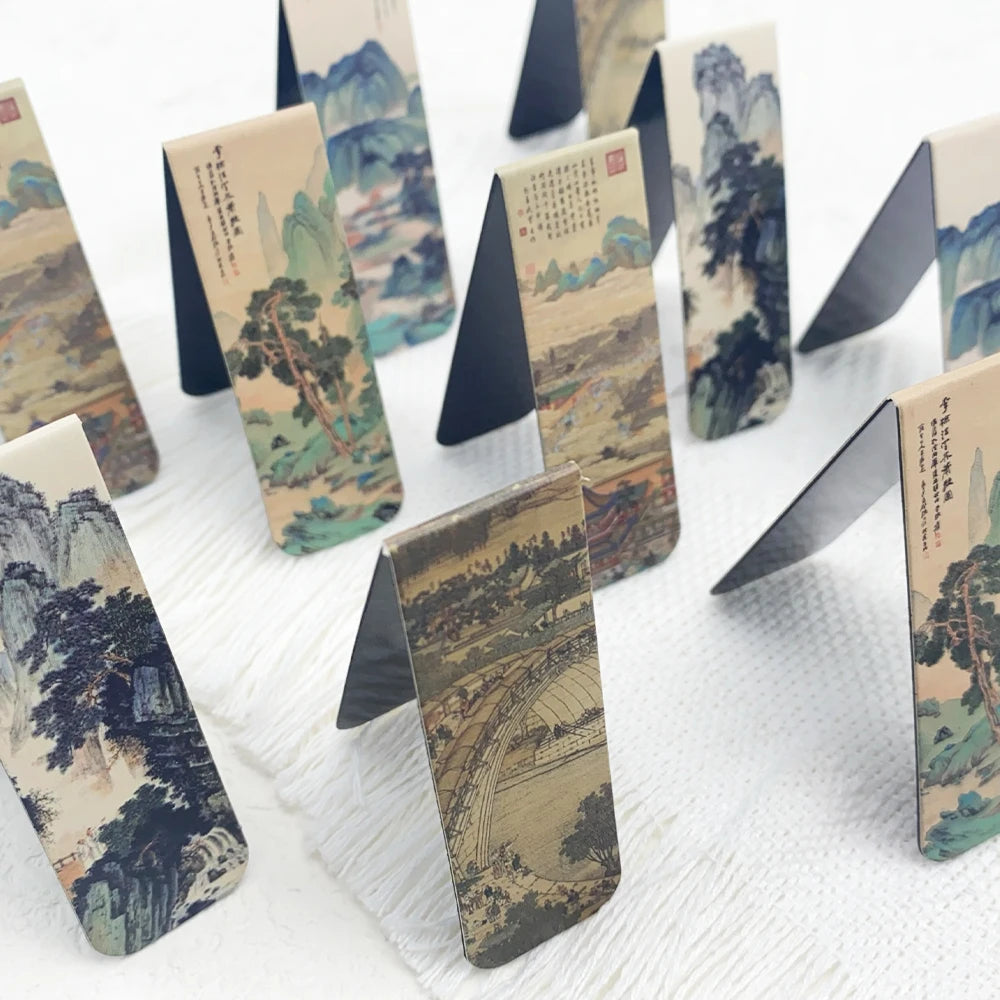 5pcs Chinese Painting Magnetic Bookmarks School Stationery Supplies Reading Pages Books Annotated DIY Aesthetic Bookmarks