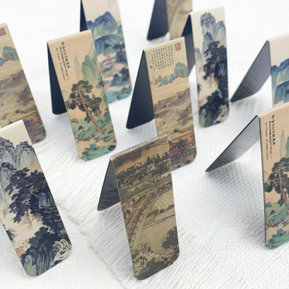 5pcs Chinese Painting Magnetic Bookmarks School Stationery Supplies Reading Pages Books Annotated DIY Aesthetic Bookmarks