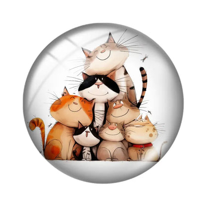 Funny Cats 10pcs 12mm/18mm/20mm/25mm Round photo glass cabochon demo flat back Making findings