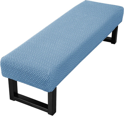 Stretch Jacquard Dining Bench Cover Living Room Anti-Dust Removable Bench Slipcover Washable Bench Seat Protector - Denim Blu