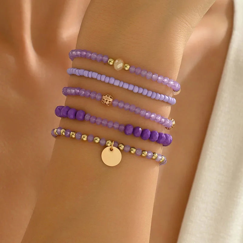 Y2K Ethnic Bohemian Beaded Bracelets Set for Women Beads Chains Stackable Wristband Girls Boho Hand Jewelry Accessoreis - 3