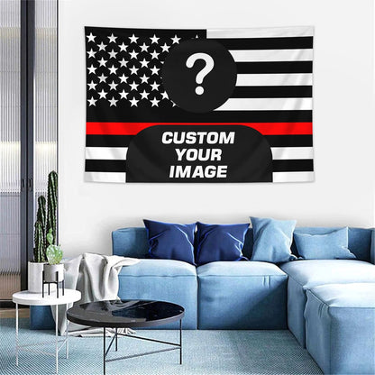 Customized American flag tapestry with personalized photos on 1pc, room decoration banner tapestry for family, idols, and pet
