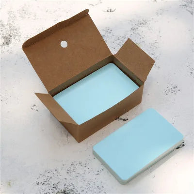 100pcs/box Kraft paper card color blank business card message thank you card writing card label bookmark learning card - Blue