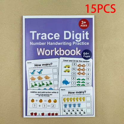 Interactive Preschool Math Workbook with Number Tracing, Addition & Subtraction Worksheets - Early Learning Activities - 15pc