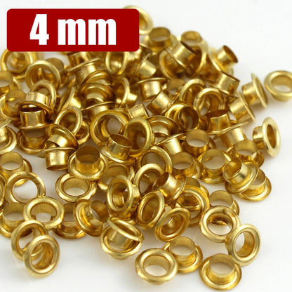 100sets 4mm Brass Eyelet with Washer Leather Craft Repair Grommet Round Eye Rings For Shoes Bag Clothing Leather Belt Hat - 4