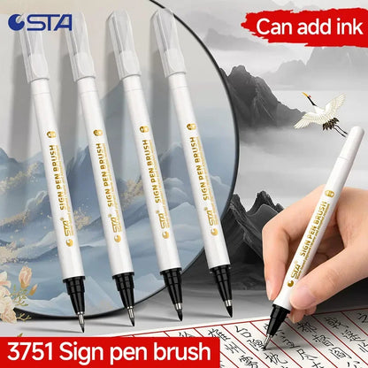 4pcs/set Waterproof Calligraphy Pen Soft Brush Sketching Lettering Writing Drawing Art Supplies School Stationer 3751