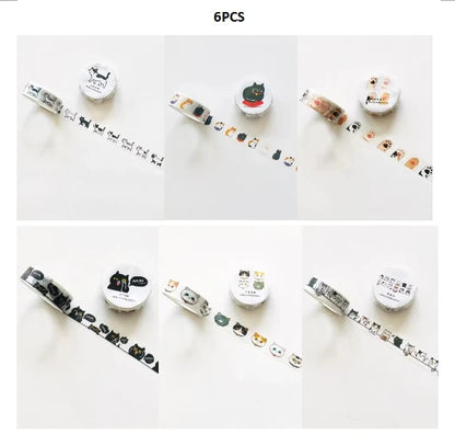 Washi Tapes Cartoon Cat Masking Tape Washi Stickers Scrapbooking Adhesive DIY Decorative Stationery School Supplies