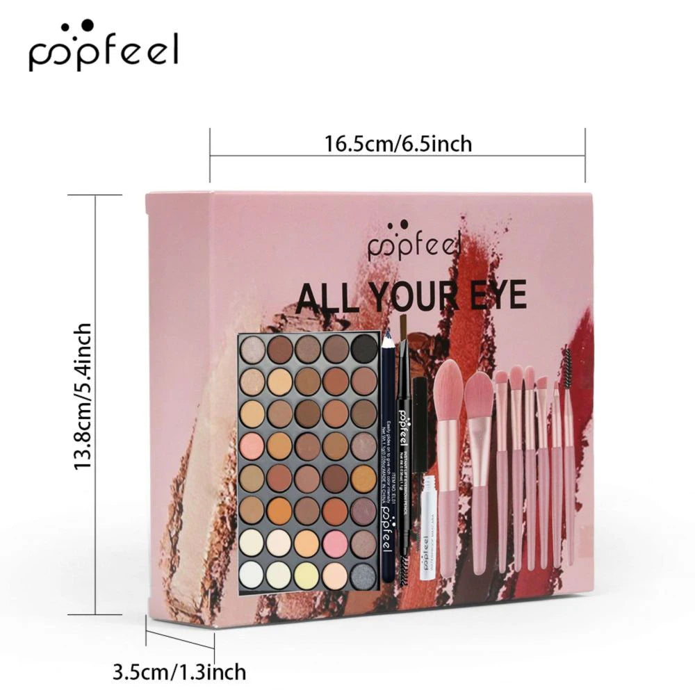 POPFEEL Eye Makeup Set 40 Color Eyeshadow Palette Eyebrow Pencil Eyeliner Pen Mascara With A Set Of Makeup Brushes Eye Cosmet