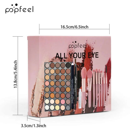 POPFEEL Eye Makeup Set 40 Color Eyeshadow Palette Eyebrow Pencil Eyeliner Pen Mascara With A Set Of Makeup Brushes Eye Cosmet