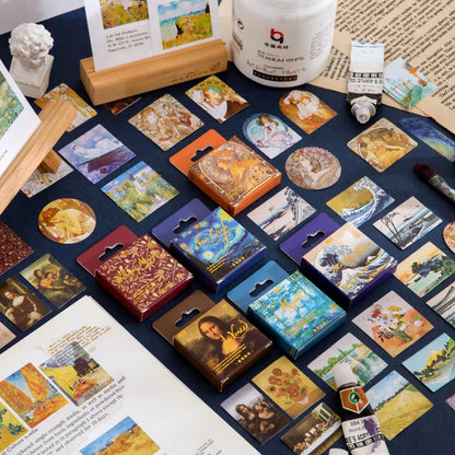 45pcs/lot Van Gogh Famous paintings Mini Box Stickers Vintage Paper Stationery Sticker Set For Diy Scrapbook Card Making Craf