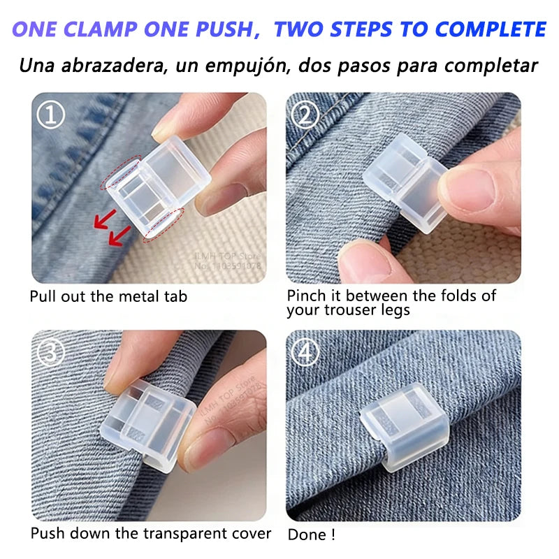 iLMH Invisible Leg Shortening Clip, Non-Slip Pants Edge Clip, Quick Fix Hem Clip, Hidden Pants Adjuster, Sewing Accessories