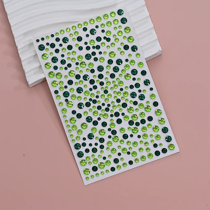 1Pcs 3D Emerald Green Face Jewels Tattoo Stickers Round Rhinestones Temporary Tattoos for Party Makeup DIY Body Diamond Decal