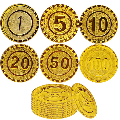 Pirate Party Fake Gold Coins Bulk 1 5 10 20 50 100 Denomination Gold Coins Pirate Themed Party Supplies Game Gift Kids Favors