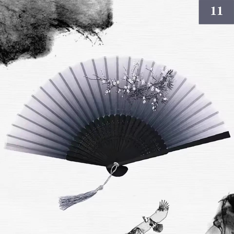Folding Hand Fan Vintage Silk Bamboo Fans Chinese Hand Fans Women Dance Fan Cosplay Wedding Party Props Decor Gift Fan Portab