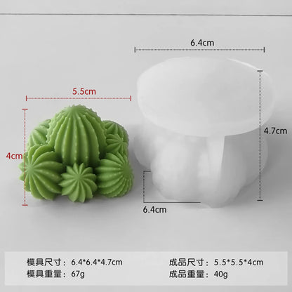 DIY Cactus Aromatherapy Candle Silicone Mold Simulation Cactus Dropper Resin Gypsum Ornament Mold DIY Glue Resin Succulent Mo