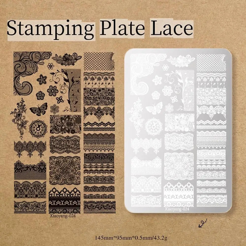 1Pcs French Lace Flower Butterfly Nail Art Stamping Plate Vintage Mandala Floral Nails Stencil DIY Wedding Manicure Print Too
