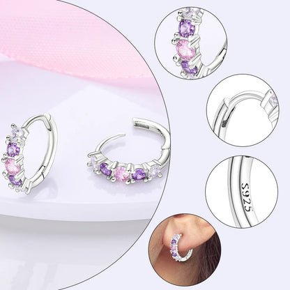 925 Sterling Silver Hoops Earrings Hypoallergenic Hoops Earrings With Zirconia Fashion Jewelry for Women Girls