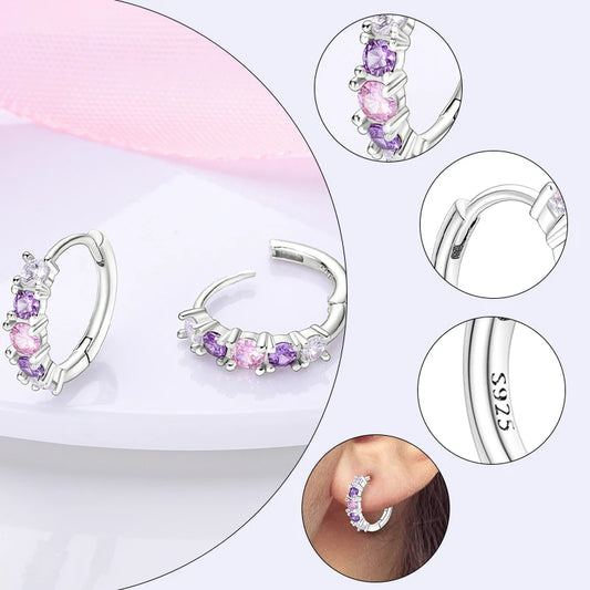 925 Sterling Silver Hoops Earrings Hypoallergenic Hoops Earrings With Zirconia Fashion Jewelry for Women Girls