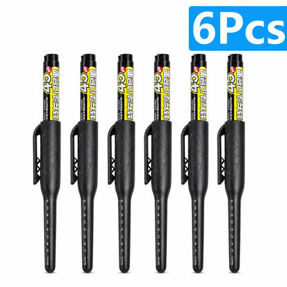 1-6Pcs 45mm Waterproof Long Head Nib Deep Hole Markers Pen Tile Carpenter Pen Multi-purpose for Woodworking Black/Blue/Red In