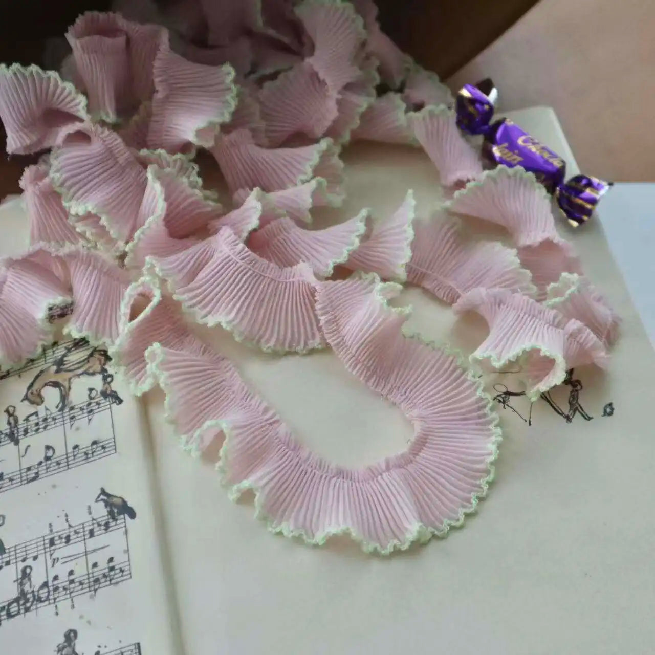 Colored 3cm Dog Teeth Collar Folded Lace for Dress Children's Clothing Skirt Collar Skirt Edge Garment Material Accessories X