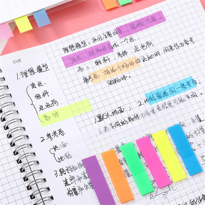 200 Sheets Color Index Sticky Notes, Transparent Adhesive for Journaling & Notes, Tabs for Books, School & Office Supplies