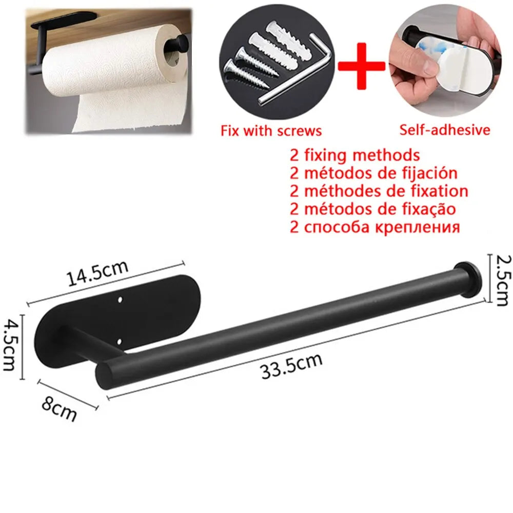 Adhesive Toilet Paper Holder Kitchen Roll Towel Rack Napkin Dispenser Absorbent Stand Tissue Hanger Bathroom Accessories - Ki