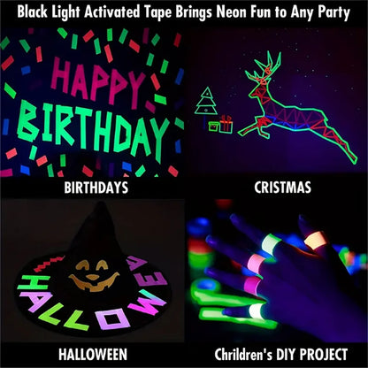 5/10pcs Fluorescent Neon Adhesive Tapes - 5 Colors - UV Black Light - Party Decoration, Halloween, Crafts - 5m X 12.7mm