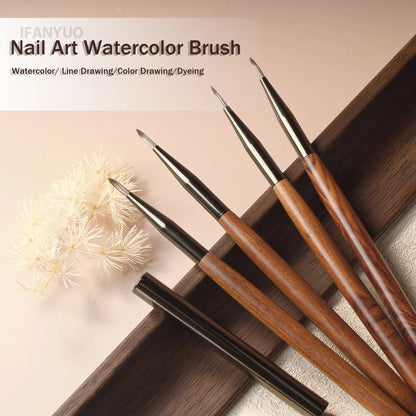 Soft Nylon Wood Handle Watercolor Nail Brush Nail Art Liner Brush Stripes Grid Flower Butterfly Painting Drawing Manicure Too