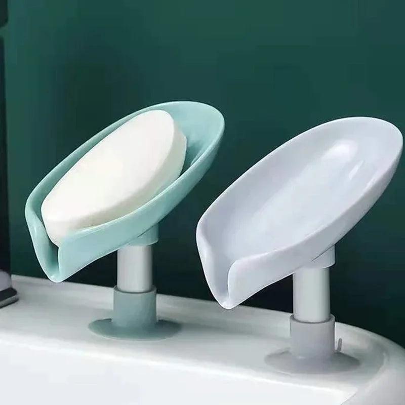 1pcs Drain Soap Holder Leaf Shape Soap Box Suction Cup Tray Drying Rack for Shower Sponge Container Kitchen Bathroom Accessor