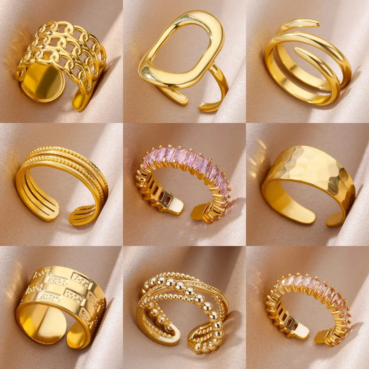 316L Stainless Steel Rings for Women Gold Color Never Fade Luxury Classic rings wedding couple rings Jewelry