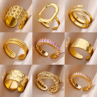 316L Stainless Steel Rings for Women Gold Color Never Fade Luxury Classic rings wedding couple rings Jewelry