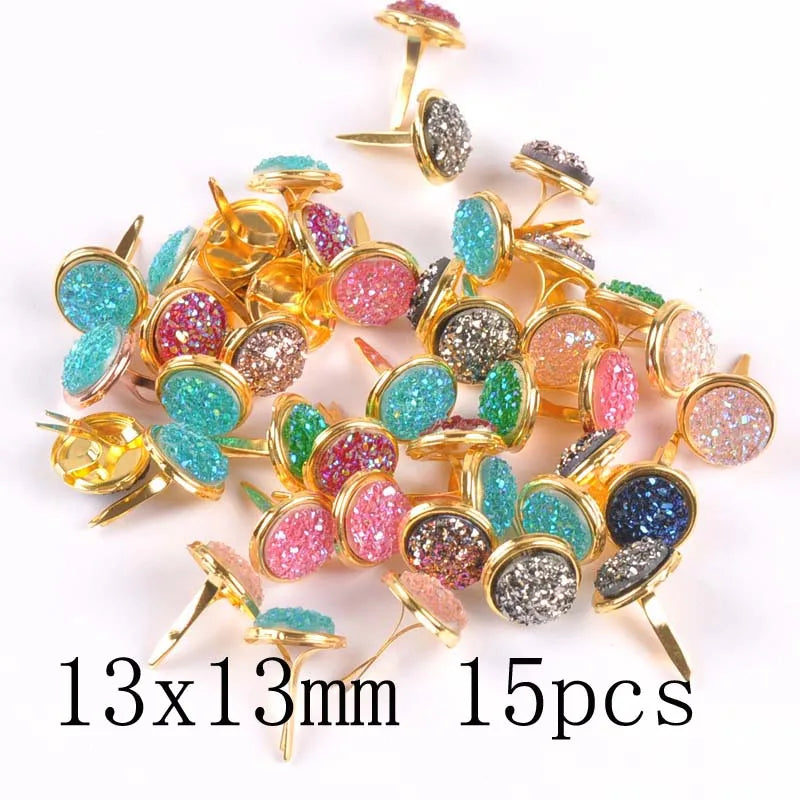mix vintage Diy Brads Scrapbooking Embellishment Fastener Brad Metal Crafts Decoration CP2583 - 13x15mm 15pcs