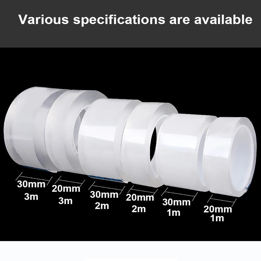 1-10M Nano Double Sided Tape Heavy Duty Transparent Adhesive Strips Strong Sticky Multipurpose Reusable Waterproof Mounting T