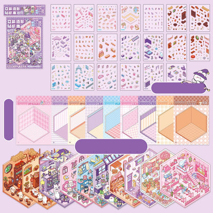 Mr. Paper 30Pcs 3d three-dimensional stacking miniature scene stickers scenery sticker book Students' puzzle handmade diy str